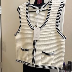 Joie Striped Cream and Black Vest